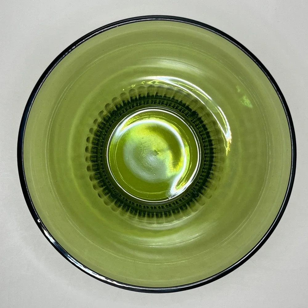 Vtg AL Randall Co 1960s Green Candy Bowl Ribbed Collar Base 6.5